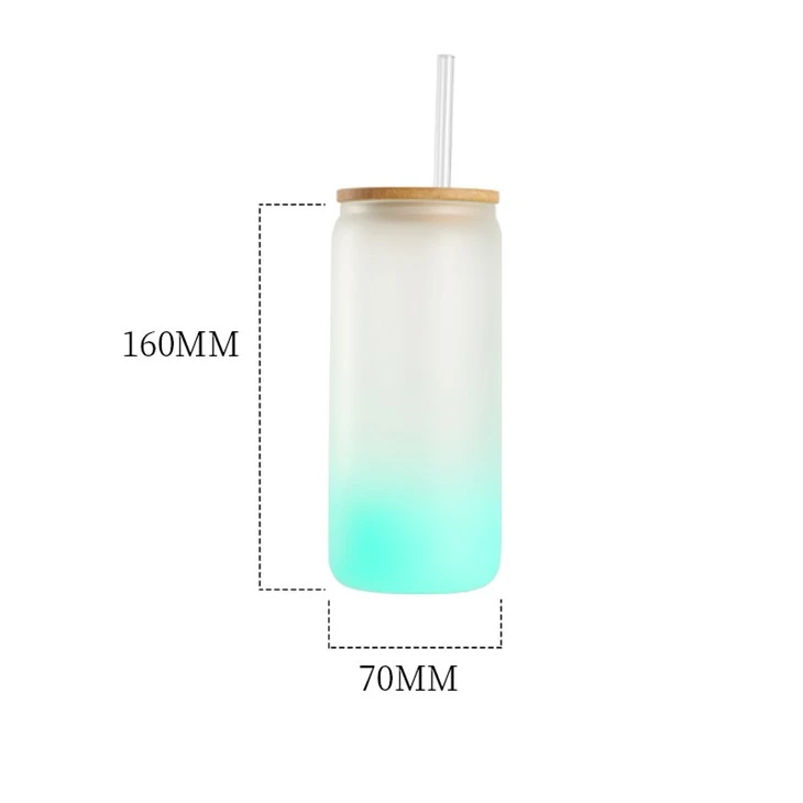 Drink Glass With Bamboo And Wood Lid With Glass Straw