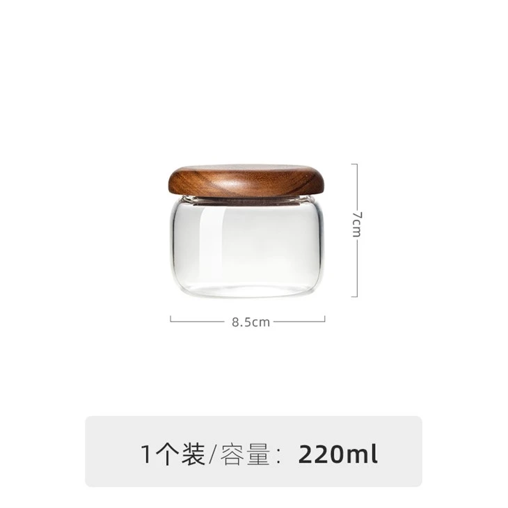 Glass Storage Jar Sealed With Acacia Wood Lid